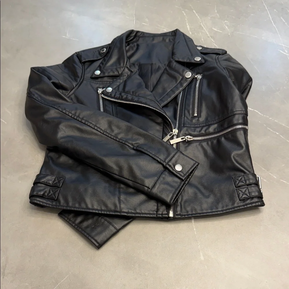 Black Women's Moto Jacket - Picture 4 of 5